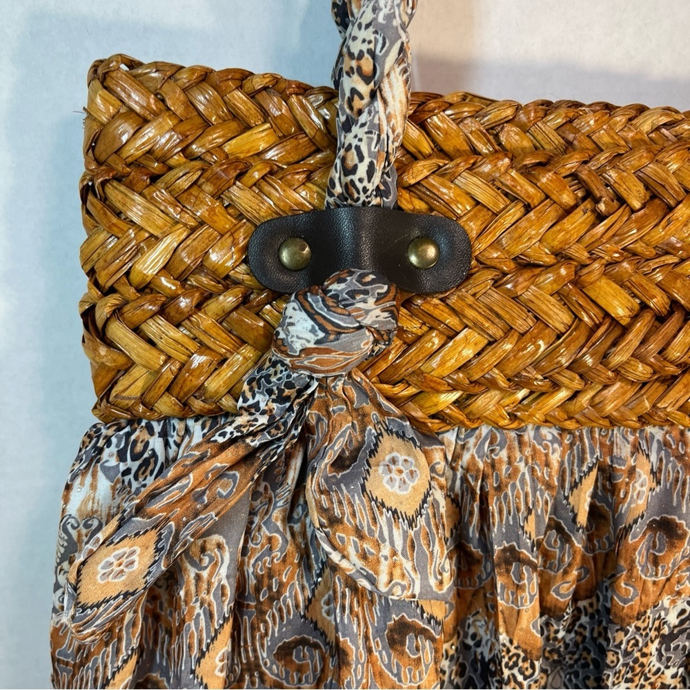 Cappelli straw and fabric shoulder bag. - Picture 5 of 16